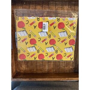 School Theme Wrapping Paper Apple Book ABC 12 Sheets Gift‎ Wrap NIP